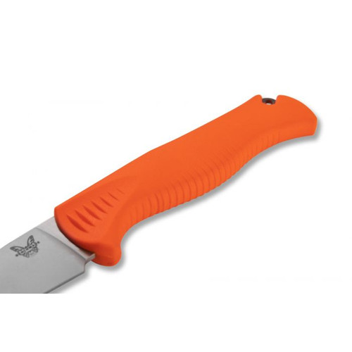 Benchmade Hunt Meatcrafter Fixed Blade Knife - 6.08" CPM-154 Trailing Point, Orange Santoprene Handles, Boltaron Sheath - 15500 Benchmade Hunt Meatcrafter Fixed Blade Knife - 6.08" CPM-154 Trailing Point, Orange Santoprene Handles, Boltaron Sheath - 15500
