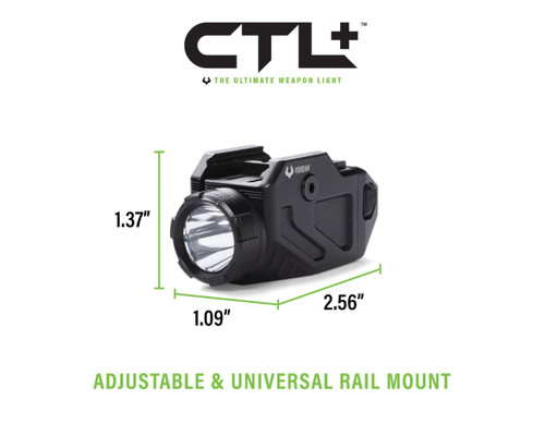 Viridian CTL+ Tactical Weapon Light with SAFECharge - Universal Fit, Rechargeable Battery, 1100 Lumens, Black Viridian CTL+ Tactical Weapon Light with SAFECharge - Universal Fit, Rechargeable Battery, 1100 Lumens, Black