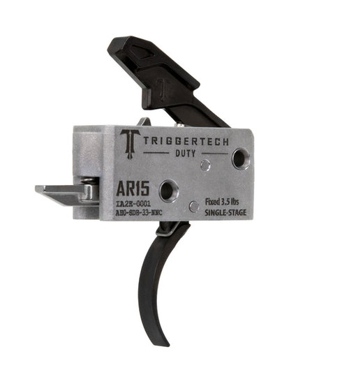 TriggerTech Duty Single Stage Curved Trigger - 3.5LB Pull, Fits AR-15, Silver Housing, Black Trigger TriggerTech Duty Single Stage Curved Trigger - 3.5LB Pull, Fits AR-15, Silver Housing, Black Trigger