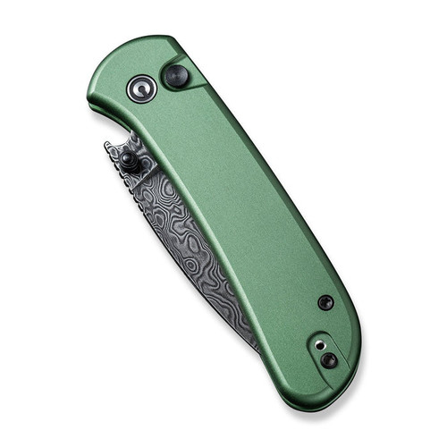 CIVIVI Knives Qubit Folding Knife - 2.98" Damascus Drop Point Blade, Green Aluminum Handles - C22030E-DS1 CIVIVI Knives Qubit Folding Knife - 2.98" Damascus Drop Point Blade, Green Aluminum Handles - C22030E-DS1
