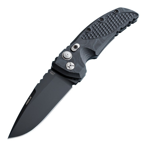 Hogue EX-A01 AUTO Folding Knife - 3.5" Black Drop Point Blade, Black G-Mascus Handles - 34139