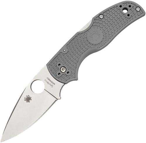 Spyderco Native 5 Lightweight Folding Knife - 2.95" Maxamet Satin Plain Blade, Gray FRN Handles - C41PGY5