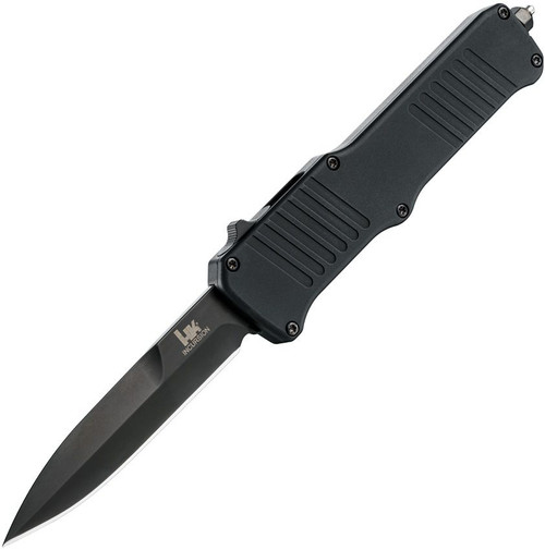 HK Knives by Hogue Incursion OTF AUTO Knife - 3.9" 154CM Black PVD Spear Point Blade, Black Aluminum Handles - 54096