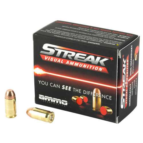 STREAK Ammunition Visual Ammunition 380 ACP 100 Grain Total Metal Coating - Non-Incendiary Tracer, 20 Round Box