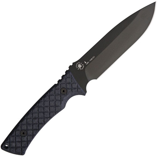 Spartan Blades Damysus Fixed Blade Knife - 5.5" 1095 Black Powder Coated Blade, Black Micarta Handles, Black Injection Molded Sheath - SBSL003BKBK Spartan Blades Damysus Fixed Blade Knife - 5.5" 1095 Black Powder Coated Blade, Black Micarta Handles, Black Injection Molded Sheath - SBSL003BKBK