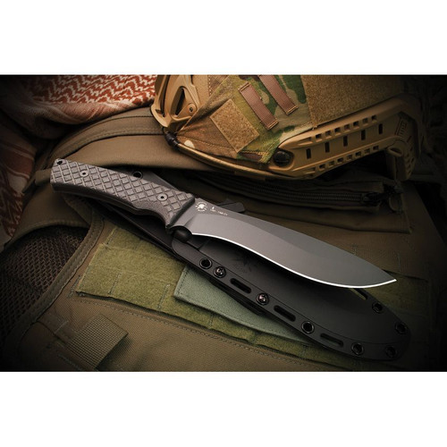 Spartan Blades Machai Fixed Blade Knife - 6.625" 1095 Black Powder Coated Blade, Black Micarta Handles, Black Injection Molded Sheath - SBSL002BKBK Spartan Blades Machai Fixed Blade Knife - 6.625" 1095 Black Powder Coated Blade, Black Micarta Handles, Black Injection Molded Sheath - SBSL002BKBK