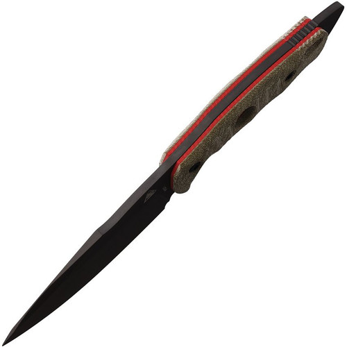 FOBOS Knives Alaris Fixed Blade Knife - 4.92" CPM-3V Black PVD Drop Point, Green Micarta w/ Red Liners, Kydex Sheath FOBOS Knives Alaris Fixed Blade Knife - 4.92" CPM-3V Black PVD Drop Point, Green Micarta w/ Red Liners, Kydex Sheath