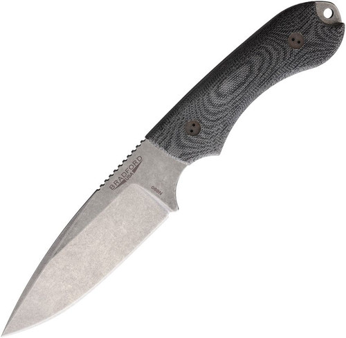 Bradford Knives 3D Guardian4.2 Fixed Blade Knife - 4.125" N690 Stonewash Finish Blade, 3D Black Micarta Handles, Leather Sheath