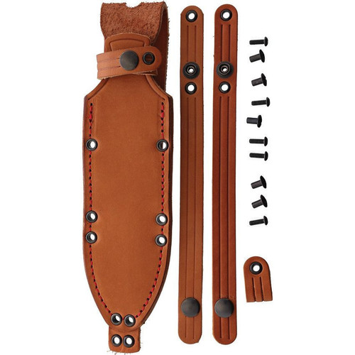 FOBOS Knives Tier 1-C Fixed Blade Knife - 6.45" CPM-3V Stonewashed Drop Point, Camo Canvas Micarta w/ White Liners, Leather Sheath