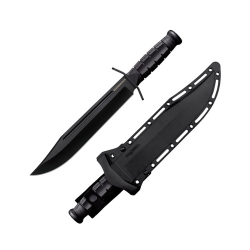 Cold Steel Leatherneck Bowie Fixed Blade Knife - 10.5" D2 Black Powder Coated Blade, Kray-Ex Handles, Secure-Ex Sheath - FX-LTHRNK