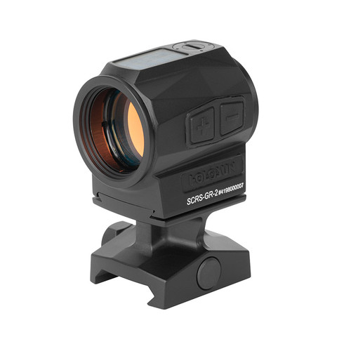 Holosun SCRS-GR-2 Green Dot Sight - Fits 509T Footprint, Green 2 MOA Dot, Matte Black Finish, Black, Solar with 2032 Battery