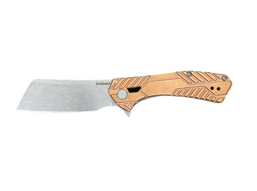 Kershaw 3445CU Static KVT Flipper Knife - 2.8" D2 Stonewashed Cleaver Blade, Copper Handles Kershaw 3445CU Static KVT Flipper Knife - 2.8" D2 Stonewashed Cleaver Blade, Copper Handles