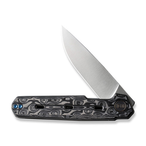 We Knife Company Navo Flipper Knife - 3.25" CPM-20CV Satin Drop Point Blade, Rose Carbon Fiber Handles - WE22026-2 We Knife Company Navo Flipper Knife - 3.25" CPM-20CV Satin Drop Point Blade, Rose Carbon Fiber Handles - WE22026-2