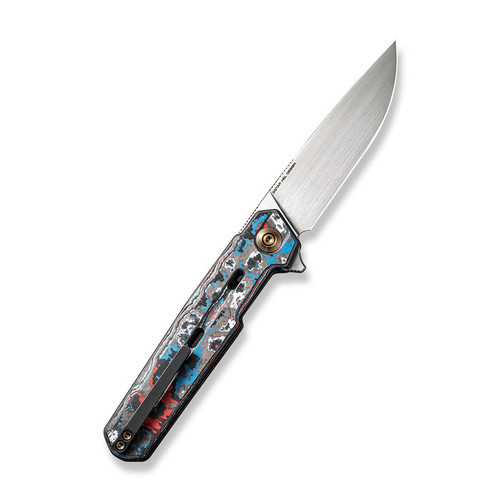 We Knife Company Navo Flipper Knife - 3.25" CPM-20CV Hand Rubbed Satin Drop Point Blade, Nebula FatCarbon Handles - WE22026-4 We Knife Company Navo Flipper Knife - 3.25" CPM-20CV Hand Rubbed Satin Drop Point Blade, Nebula FatCarbon Handles - WE22026-4