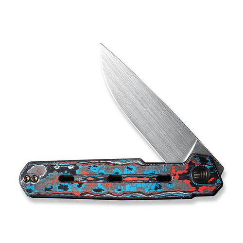 We Knife Company Navo Flipper Knife - 3.25" CPM-20CV Hand Rubbed Satin Drop Point Blade, Nebula FatCarbon Handles - WE22026-4 We Knife Company Navo Flipper Knife - 3.25" CPM-20CV Hand Rubbed Satin Drop Point Blade, Nebula FatCarbon Handles - WE22026-4