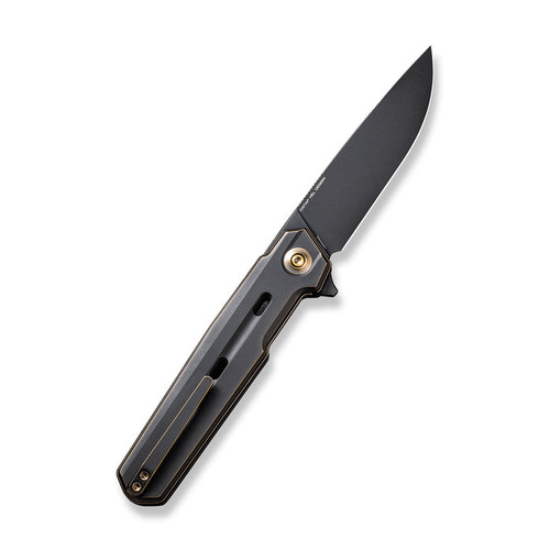 We Knife Company Navo Flipper Knife - 3.25" CPM-20CV Black Stonewashed Drop Point Blade, Black/Bronze Titanium Handles - WE22026-3 We Knife Company Navo Flipper Knife - 3.25" CPM-20CV Black Stonewashed Drop Point Blade, Black/Bronze Titanium Handles - WE22026-3