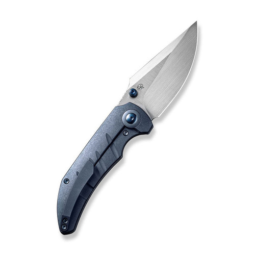 We Knife Company Riff-Raff Folding Knife - 3.12" CPM-20CV Hand Rubbed Satin Clip Point Blade, Blue Titanium Handles - WE22020B-2 We Knife Company Riff-Raff Folding Knife - 3.12" CPM-20CV Hand Rubbed Satin Clip Point Blade, Blue Titanium Handles - WE22020B-2