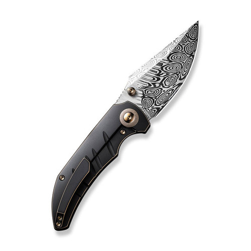 We Knife Company Riff-Raff Folding Knife - 3.12" Heimskringla Damasteel Clip Point Blade, Black/Bronze Titanium Handles - WE22020B-DS1 We Knife Company Riff-Raff Folding Knife - 3.12" Heimskringla Damasteel Clip Point Blade, Black/Bronze Titanium Handles - WE22020B-DS1