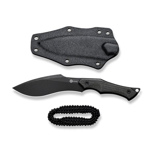 CIVIVI Knives Vaquita II Mini Fixed Blade - 3.2" Nitro-V Black Stonewashed Kukri Blade, Dark Green Canvas Micarta Handles, Kydex Sheath - C047C-3 CIVIVI Knives Vaquita II Mini Fixed Blade - 3.2" Nitro-V Black Stonewashed Kukri Blade, Dark Green Canvas Micarta Handles, Kydex Sheath - C047C-3