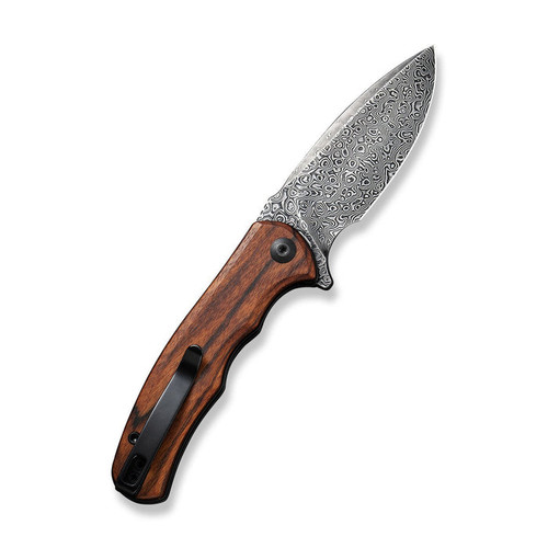 CIVIVI Knives Mini Praxis Flipper Knife - 2.98" Damascus Drop Point Blade, Guibourtia Wood Handles - C18026C-DS1 CIVIVI Knives Mini Praxis Flipper Knife - 2.98" Damascus Drop Point Blade, Guibourtia Wood Handles - C18026C-DS1