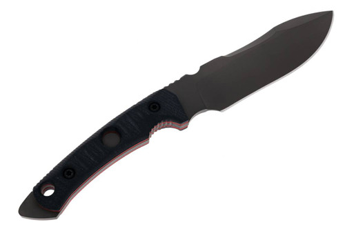 FOBOS Knives Tier 1-BC Fixed Blade Knife - 5.875" CPM-Magnacut PVD Finish Drop Point, Black G10 w/ Red Liners, Leather and Kydex Sheath