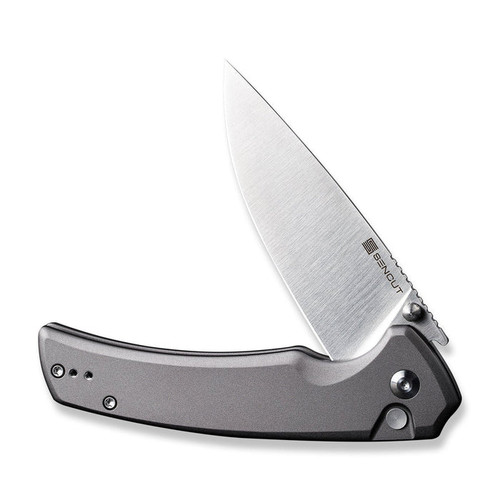 Sencut Knives Serene Flipper Knife - 3.48" Satin D2 Drop Point Blade, Gray Aluminum Handles - S21022B-3 Sencut Knives Serene Flipper Knife - 3.48" Satin D2 Drop Point Blade, Gray Aluminum Handles - S21022B-3