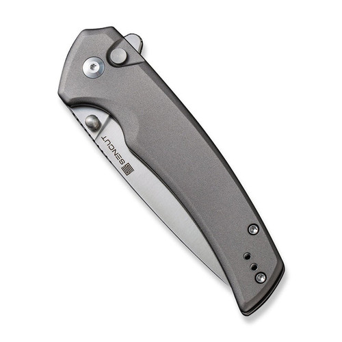 Sencut Knives Serene Flipper Knife - 3.48" Satin D2 Drop Point Blade, Gray Aluminum Handles - S21022B-3 Sencut Knives Serene Flipper Knife - 3.48" Satin D2 Drop Point Blade, Gray Aluminum Handles - S21022B-3