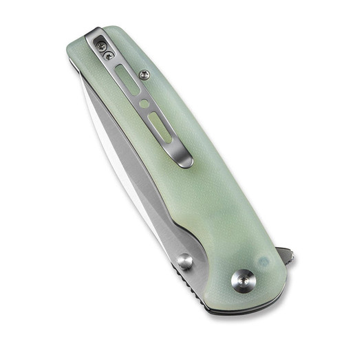 Sencut Knives Sachse Flipper Knife - 3.47" Satin Drop Point Blade, Natural Jade G10 Handles - S21007-4 Sencut Knives Sachse Flipper Knife - 3.47" Satin Drop Point Blade, Natural Jade G10 Handles - S21007-4