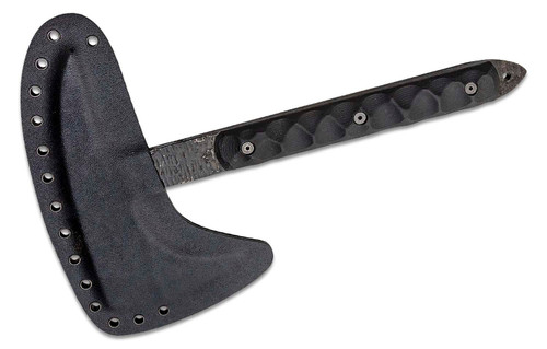 Stroup Knives Spike Axe - 12" Overall, 1095 Hand Carved Blade, Milled Black G10 Handles, Kydex Sheath - TOMS-B-G10-S Stroup Knives Spike Axe - 12" Overall, 1095 Hand Carved Blade, Milled Black G10 Handles, Kydex Sheath - TOMS-B-G10-S