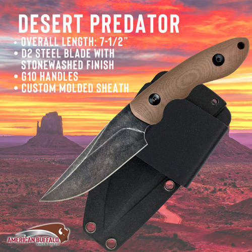 ABKT Desert Predator Fixed Blade - 3.25" D2 Blade - AB004T ABKT Desert Predator Fixed Blade - 3.25" D2 Blade - AB004T