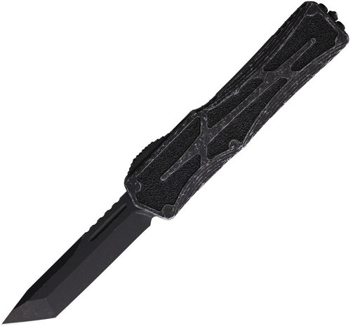 Heretic Knives Colossus OTF AUTO - 3.5" CPM-MagnaCut Black Stonewash Tanto Blade, Breakthrough Gray Aluminum Handle with Black Traction Inlay - H040-8A-BRKGRY