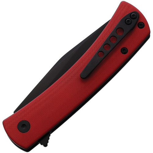 Finch Knife Co HALO Flipper Knife - 3.1" 14C28N Black Clip Point Blade, Red and Black G10 Handles - HO004001 Finch Knife Co HALO Flipper Knife - 3.1" 14C28N Black Clip Point Blade, Red and Black G10 Handles - HO004001