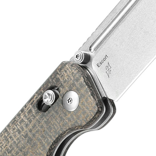 Kizer Knives Escort Folding Knife - 3.31" 154CM Stonewash Drop Point Blade, Green Micarta Handles - V4481C2 Kizer Knives Escort Folding Knife - 3.31" 154CM Stonewash Drop Point Blade, Green Micarta Handles - V4481C2