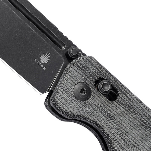 Kizer Knives Escort Folding Knife - 3.31" 154CM Black Drop Point Blade, Black Micarta Handles - V4481C3 Kizer Knives Escort Folding Knife - 3.31" 154CM Black Drop Point Blade, Black Micarta Handles - V4481C3