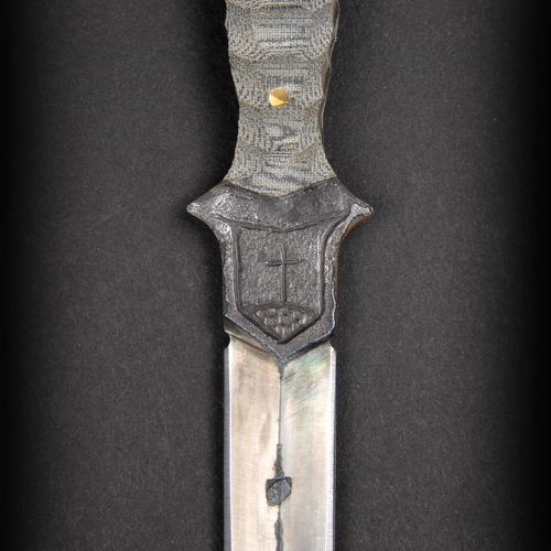 Black Knight Blades Fairbairn-Sykes Combat Dagger - 5.0" 8670 Double Edge Dagger Blade, Contoured Green Micarta Handles