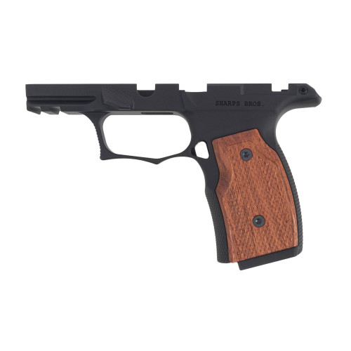 Sharps Bros P365 Series Grip Module with Manual Safety - Fits Sig P365/XL/X/X Macro with Manual Safety, Anodized Black Finish, Includes Brazilian Cherry Grip Panels