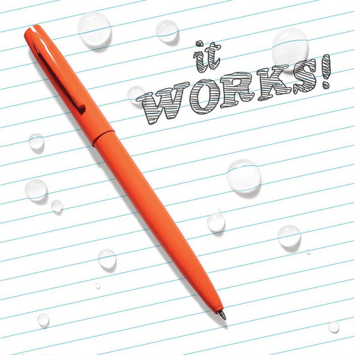 Rite in the Rain All-Weather Orange Metal Clicker Pen - Orange Metal Body, Black Ink