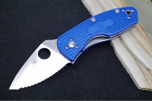 Spyderco Ambitious Lightweight Folding Knife - 2.31" S35VN Satin Serrated Blade, Blue FRN Handles - C148SBL Spyderco Ambitious Lightweight Folding Knife - 2.31" S35VN Satin Serrated Blade, Blue FRN Handles - C148SBL