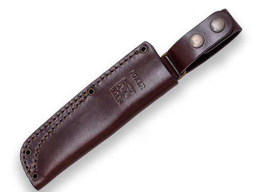 Joker Knives BS9 Campero Bushcraft Fixed Blade Knife - 4.13" SANDVIK 14C28N Satin Drop Point, Brown Canvas Micarta Handles, Leather Sheath Joker Knives BS9 Campero Bushcraft Fixed Blade Knife - 4.13" SANDVIK 14C28N Satin Drop Point, Brown Canvas Micarta Handles, Leather Sheath