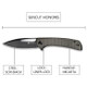 Sencut Knives SA07B Honoris Flipper Knife - 3.47" Black Stonewashed Drop Point Blade, Dark Green Micarta Handles