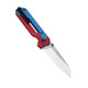 Kizer Knives Hyper Button Lock Folding Knife - 2.99" S35VN Stonewashed Drop Point Blade, Red/Blue Milled Aluminum Handles - Ki3632A1