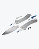 Benchmade Narrows AXIS Folding Knife - 3.43" M390 Satin Drop Point Blade, Gray Titanium Handles, Blue Accents - 748