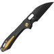 Vosteed Cutlery RSKAOS Mayhem Folding Knife - 3.46" M390 Black PVD Wharncliffe Blade, Black Titanium Handles, Gold Accents
