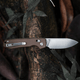 Vosteed Cutlery Raccoon Folding Knife - 3.25" 14C28N Satin Drop Point Blade, Brown Micarta Handles
