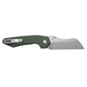 Vosteed Knives Gator Flipper Knife - 3.74" Sandvik 14C28N Satin Modified Wharncliffe Blade, Green Frag Micarta Handles, Liner Lock - GT37VWMN2