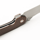 Vosteed Knives Gator Flipper Knife - 3.74" Sandvik 14C28N Satin Modified Wharncliffe Blade, Brown Frag Micarta Handles, Liner Lock - GT37VWMZ2