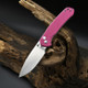 CJRB Cutlery Pyrite Folding Knife - 3.11" AR-RPM9 Satin Drop Point Blade, Pink G10 Handles, Button Lock - J1925-PNK