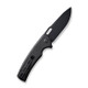 Sencut Knives Vesperon Liner Lock Flipper Knife - 3.35" 9Cr18MoV Black Drop Point Blade, Black Canvas Micarta Handles - S20065-3