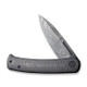 CIVIVI Knives Caetus Liner Lock Flipper Knife - 3.48" Damascus Spear Point Blade, Twill Carbon Fiber Handles - C21025C-DS1