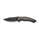 We Knife Company Limited Edition Orpheus Frame Lock Flipper Knife - 3.48" CPM-20CV Black Stonewashed Clip Point Blade, Black Titanium Handles with Jungle Wear FatCarbon Inlays - WE23009-1